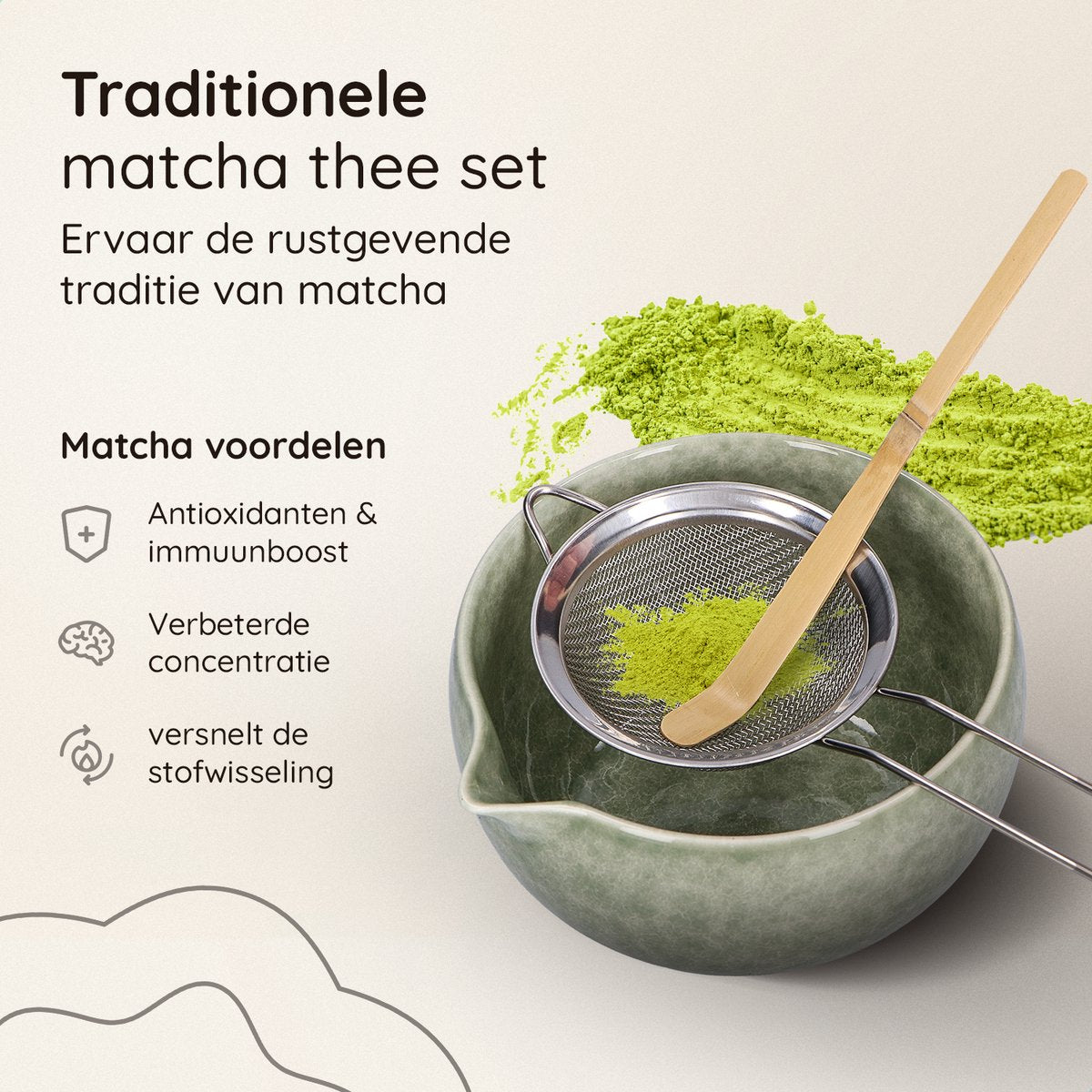 Deleca Traditioneel Matcha Thee Maken Set - Zonder Poeder - Kerst Sinterklaas Cadeau - Premium Kit met Klopper, Whisk en Kom - Complete Starterkit - afbeelding 4