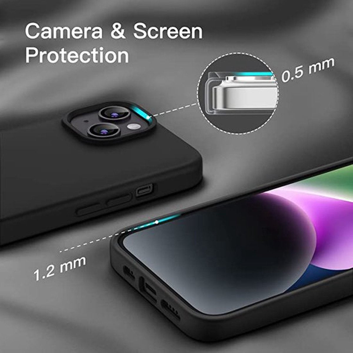 My Case telefoonhoesje geschikt voor Apple iPhone 13 / 14 hoesje siliconen - backcover - optimale bescherming - zwart - afbeelding 3