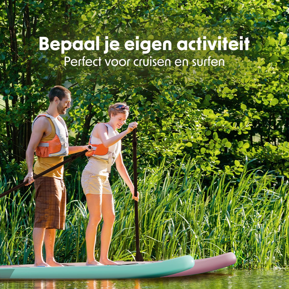 LifeGoods SUP Board Allround Compact - 120 KG Draagkracht - 300 x 76 cm - Opblaasbaar - Compleet SUP pakket - Mintgroen - afbeelding 3