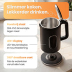 JAP Appliances Aquanova - Waterkoker (1.7 liter) met temperatuurregeling - Warmhoudfunctie - 40°C voor babyvoeding - Zwart - afbeelding 5