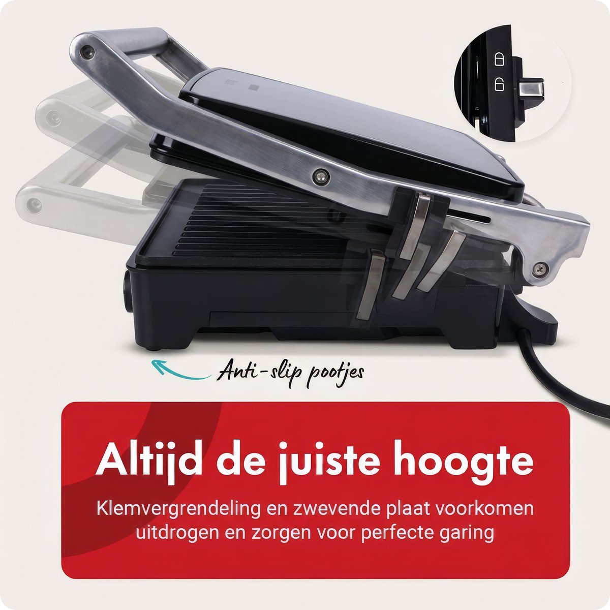 Tomado TGC4001S - XXL contactgrill - Tosti apparaat - 30 x 24 cm - Tosti ijzer - Instelbare temperatuur - Grill apparaat - PFAS vrij - 2000 watt - afbeelding 4