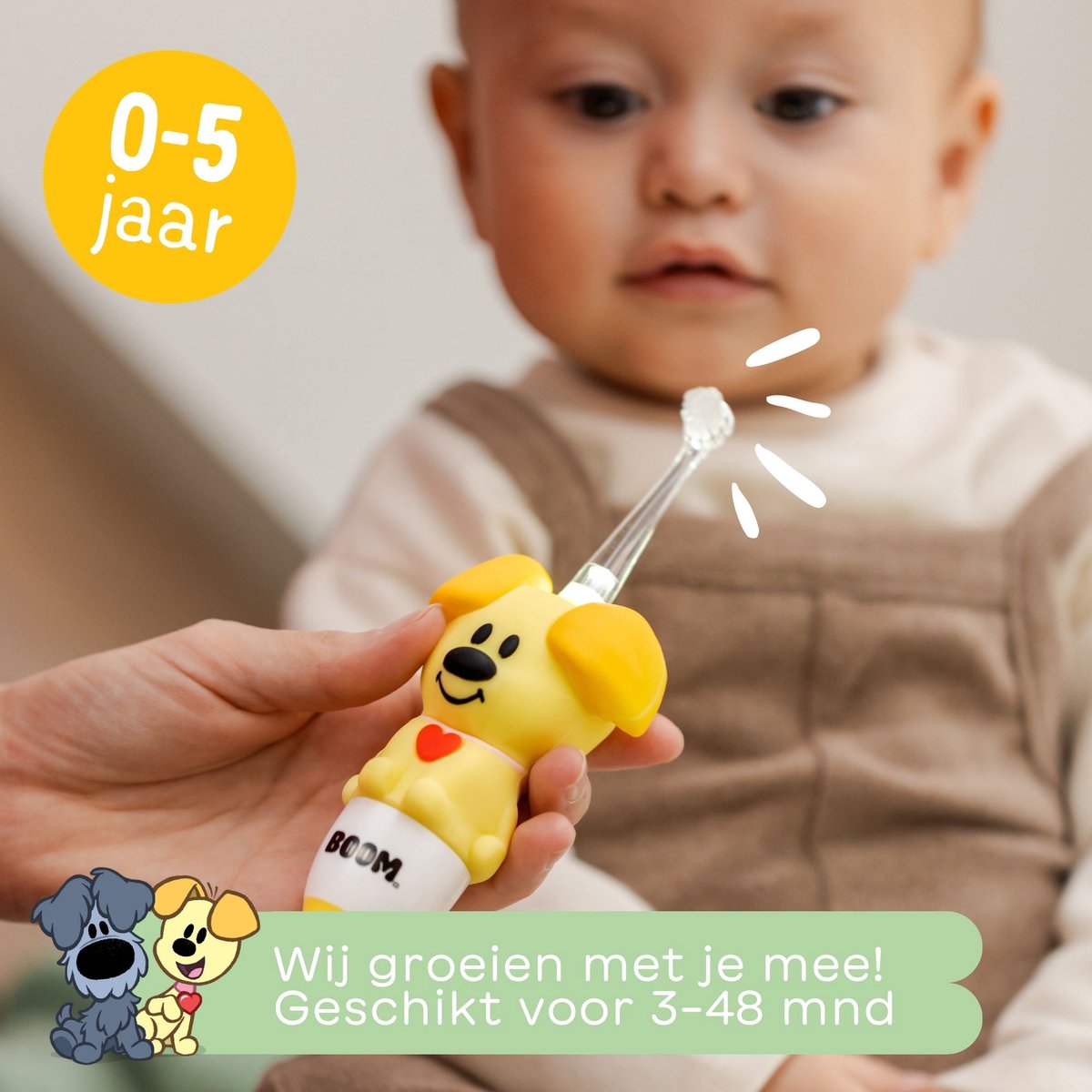 Woezel & Pip Elektrische Tandenborstel Kind (Baby & Peuter) - 3-48 maanden - LED-lampje - 2 Borstelkopjes inbegrepen - afbeelding 2