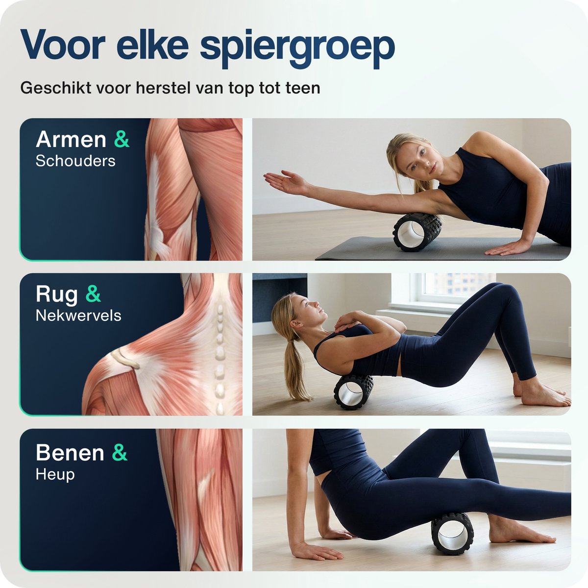 Hulser Foam Roller 33 cm - Massage roller - Fitness en Yoga foamroller - Zwart - afbeelding 4