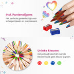 Partizzle 30x Regenboog Kleurpotloden Set - Potlood Uitdeelcadeautjes - Sinterklaas / Back To School Cadeau - Grabbelton Knutselen Traktatie Cadeautjes - Creatief Leren Tekenen & Kleuren - Voor Kinderen en Peuters / Volwassenen - afbeelding 3
