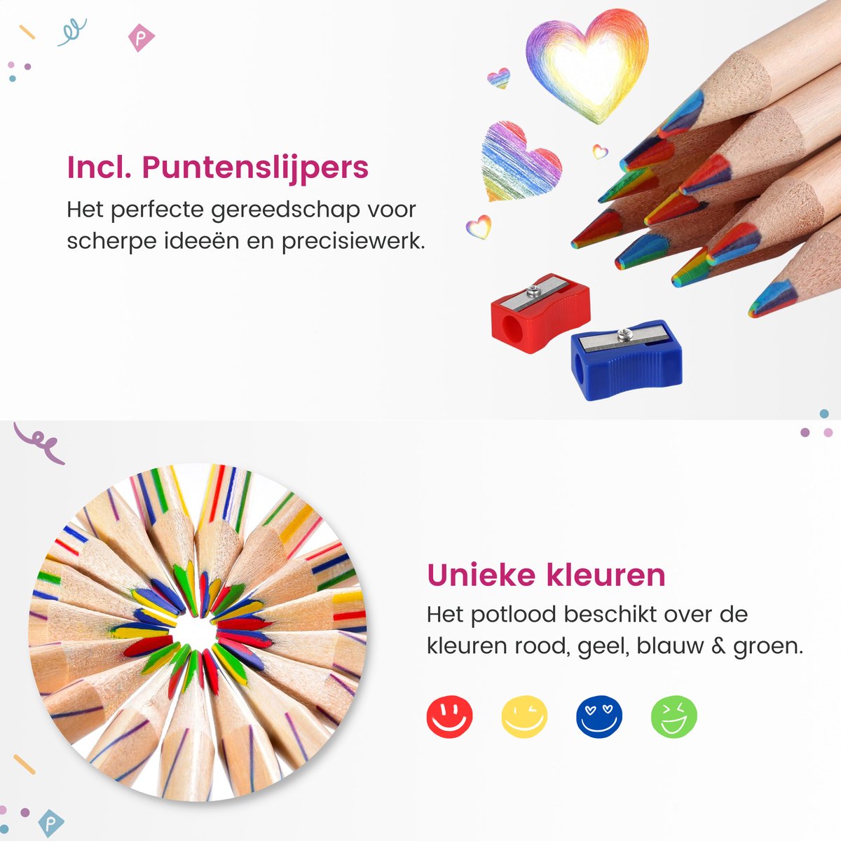 Partizzle 30x Regenboog Kleurpotloden Set - Potlood Uitdeelcadeautjes - Sinterklaas / Back To School Cadeau - Grabbelton Knutselen Traktatie Cadeautjes - Creatief Leren Tekenen & Kleuren - Voor Kinderen en Peuters / Volwassenen - afbeelding 3