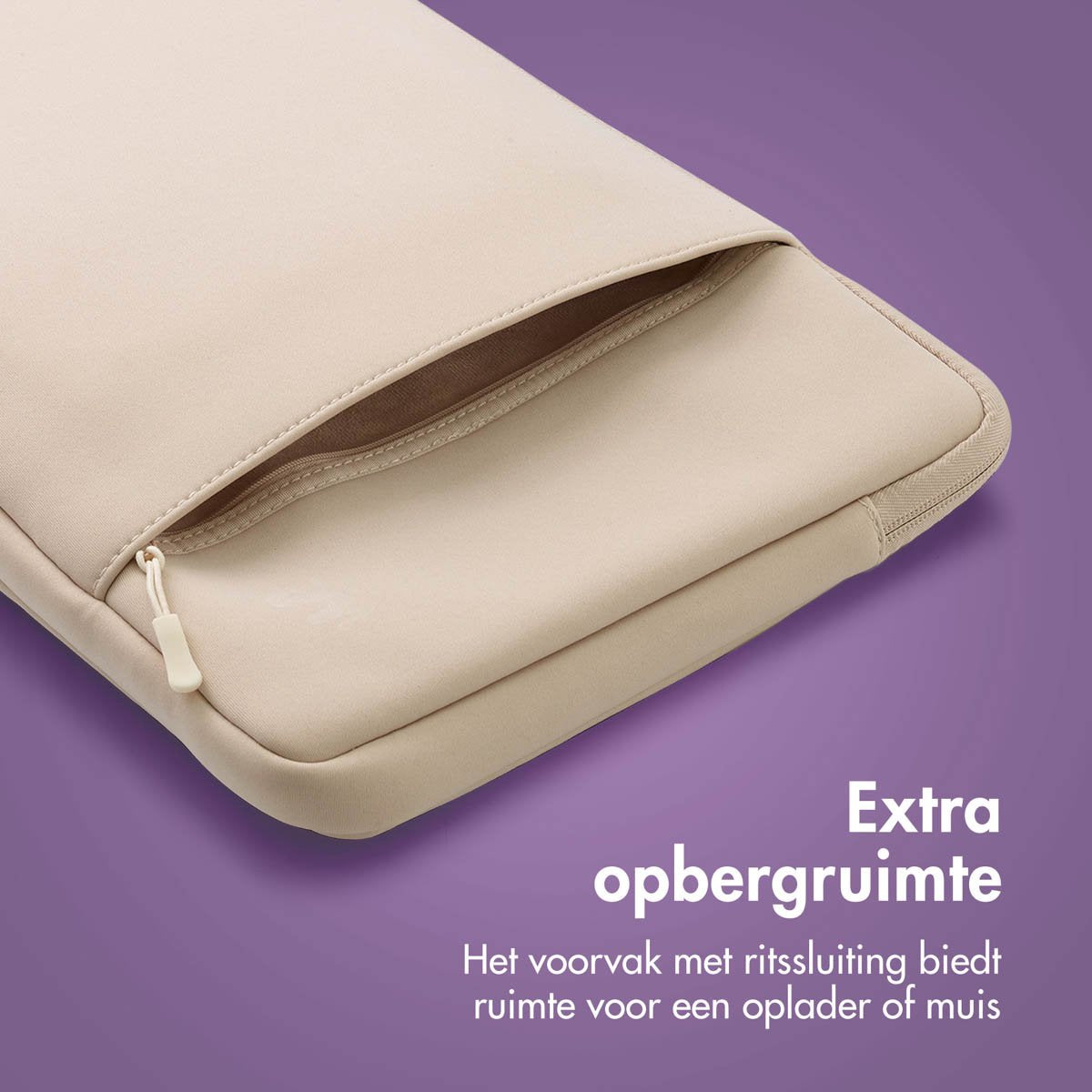 imoshion Laptop sleeve met vak - Laptop Hoes geschikt voor 14 / 14.2 inch - Sandstone - afbeelding 5