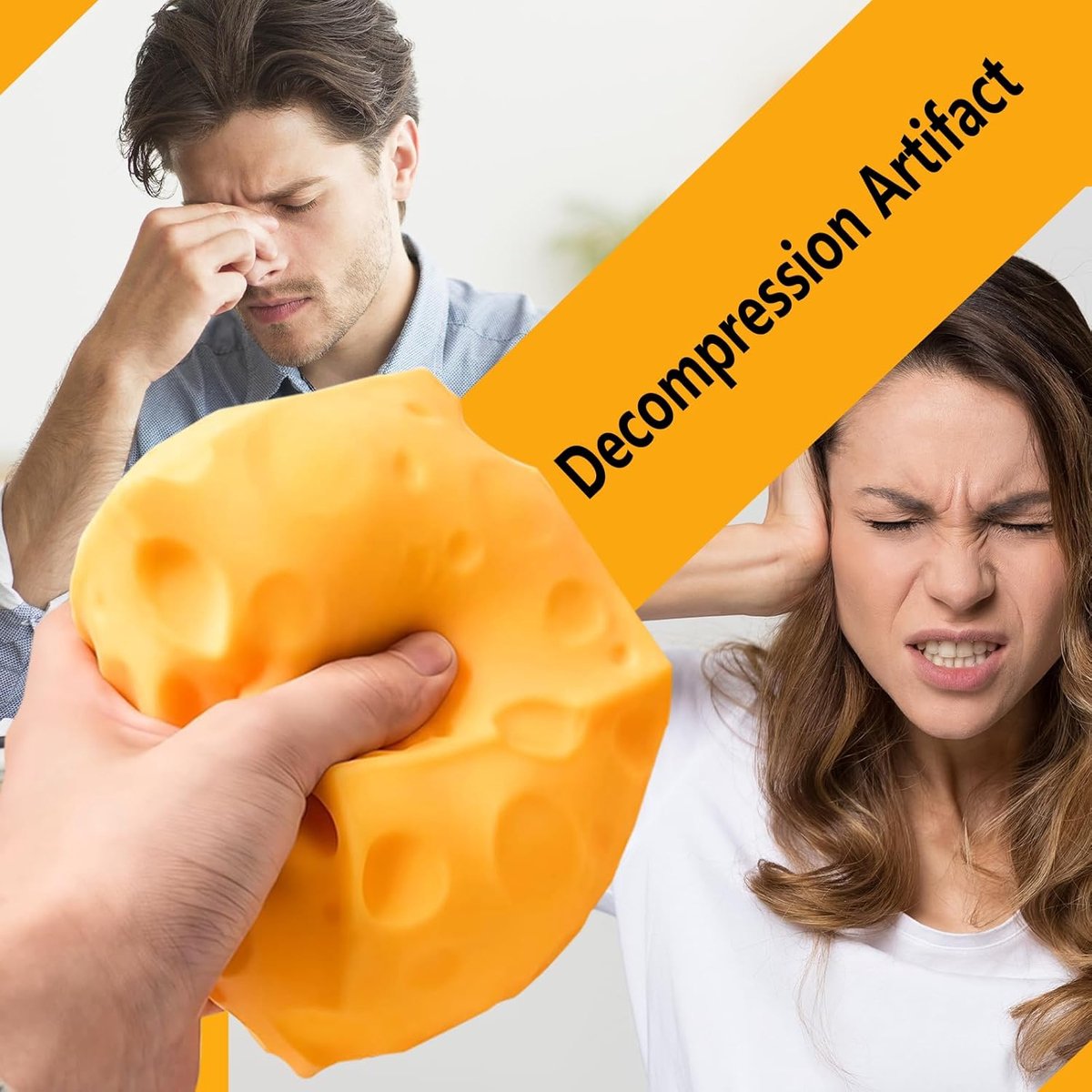 11X11X11 cm Giant Squishy Kaas Bal - Verlicht angst - Fidget Toys - Vingertop-knijpplezier - Decompressiespeelgoed - Anti-stress Knijpspeelgoed - Sensorisch decompressiespeelgoed - Geschikt voor volwassenen en kinderen - afbeelding 5