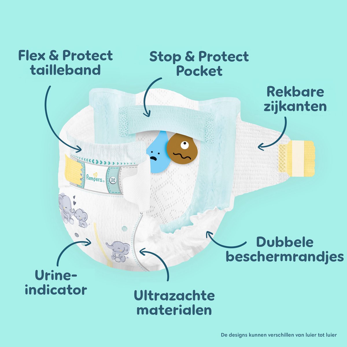 Pampers Premium Protection Maat 5 - 186 Luiers - 11kg-16kg - Voorraadbox - afbeelding 4
