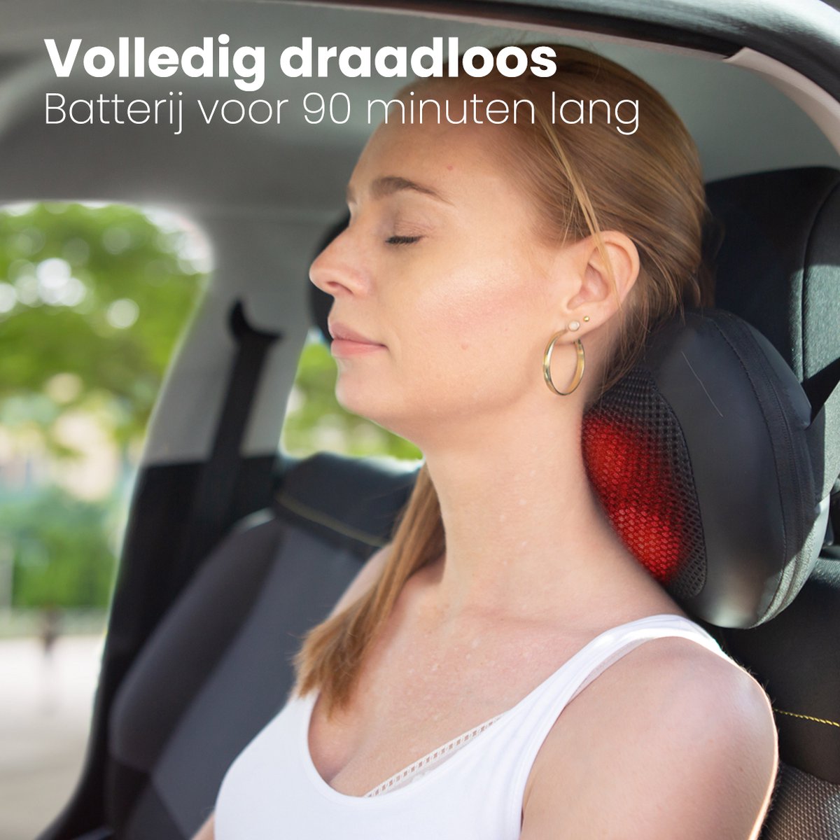 Auronic Draadloos Shiatsu Massage kussen - Elektrisch Nek en Rug Massage Apparaat - Infrarood Warmte Functie - afbeelding 5