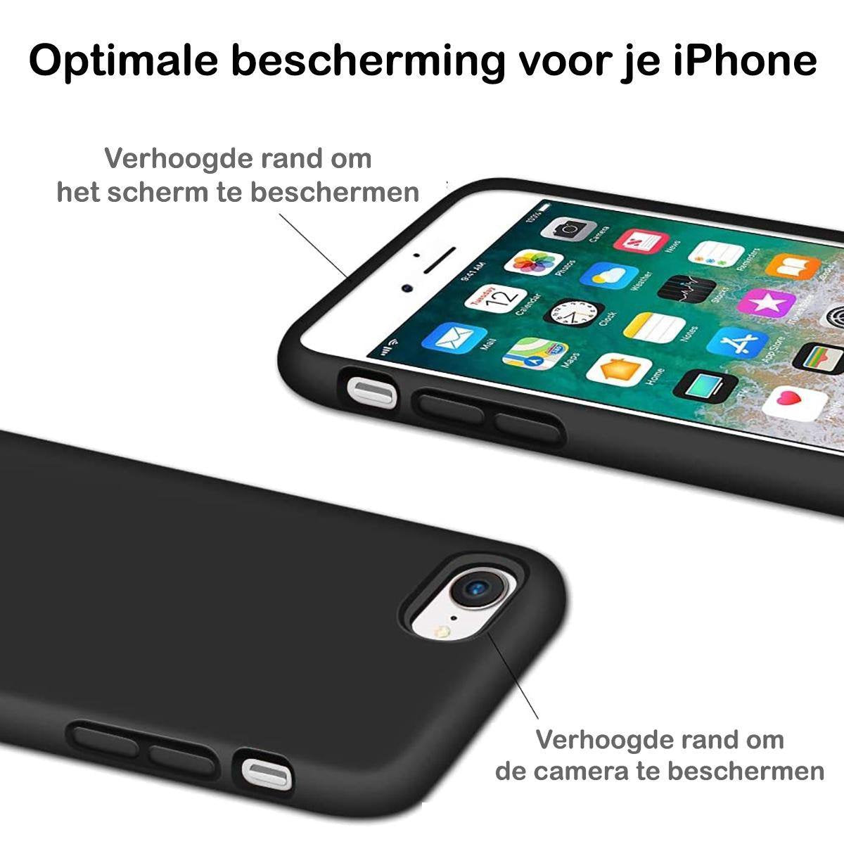 Hoesje - Geschikt voor Apple iPhone SE (2020) - Sterk & Shockproof - Siliconen Case - Hoes Cover - Telefoonhoes - Zwart - afbeelding 5