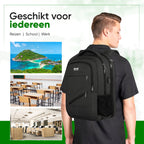 Rugzak met USB Oplaadpoort 17,3 inch Zwart Luxe Laptop Rugtas - Schooltas - Heren - Dames - Jongens - Meisjes - Waterafstotend - Rugzakken - afbeelding 2