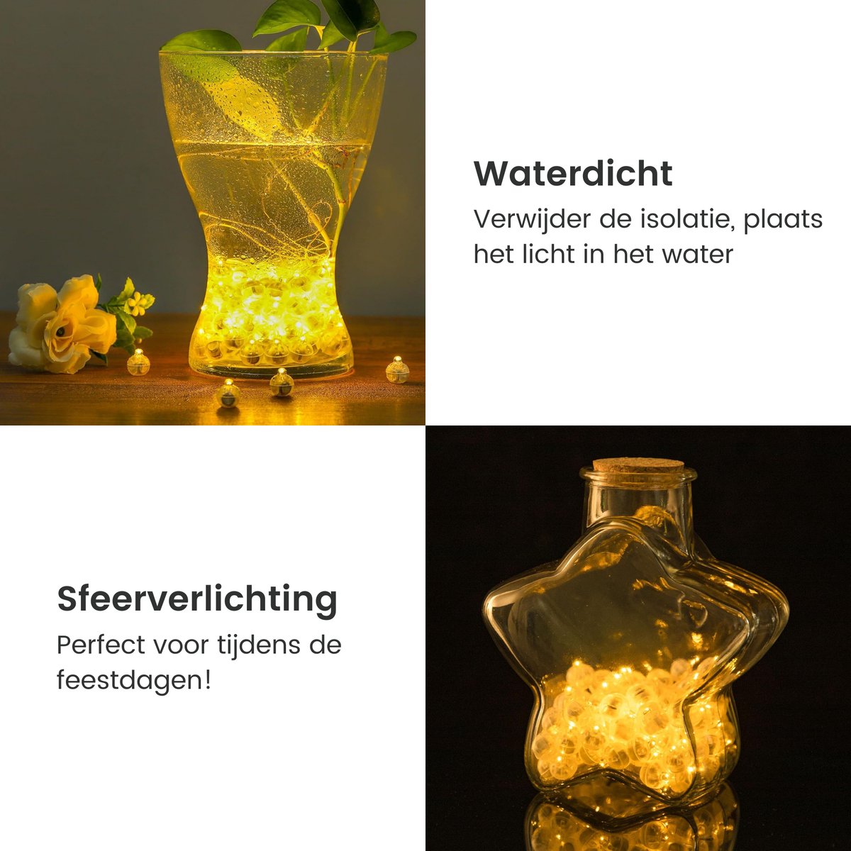 Partizzle 50x Mini LED Lampjes Verlichting - Kleine Party Lichtjes voor Ballonnen - Feestverlichting met Sfeerverlichting - Verjaardag, Bruiloft, Halloween, Kerst, Oud en nieuw en Festival - Ballon Lamp Decoratie - Warm Wit Licht - afbeelding 5