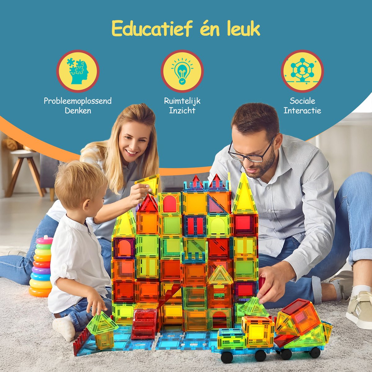 Olvy Magnetic Tiles - 120 magnetische tegels - afbeelding 3