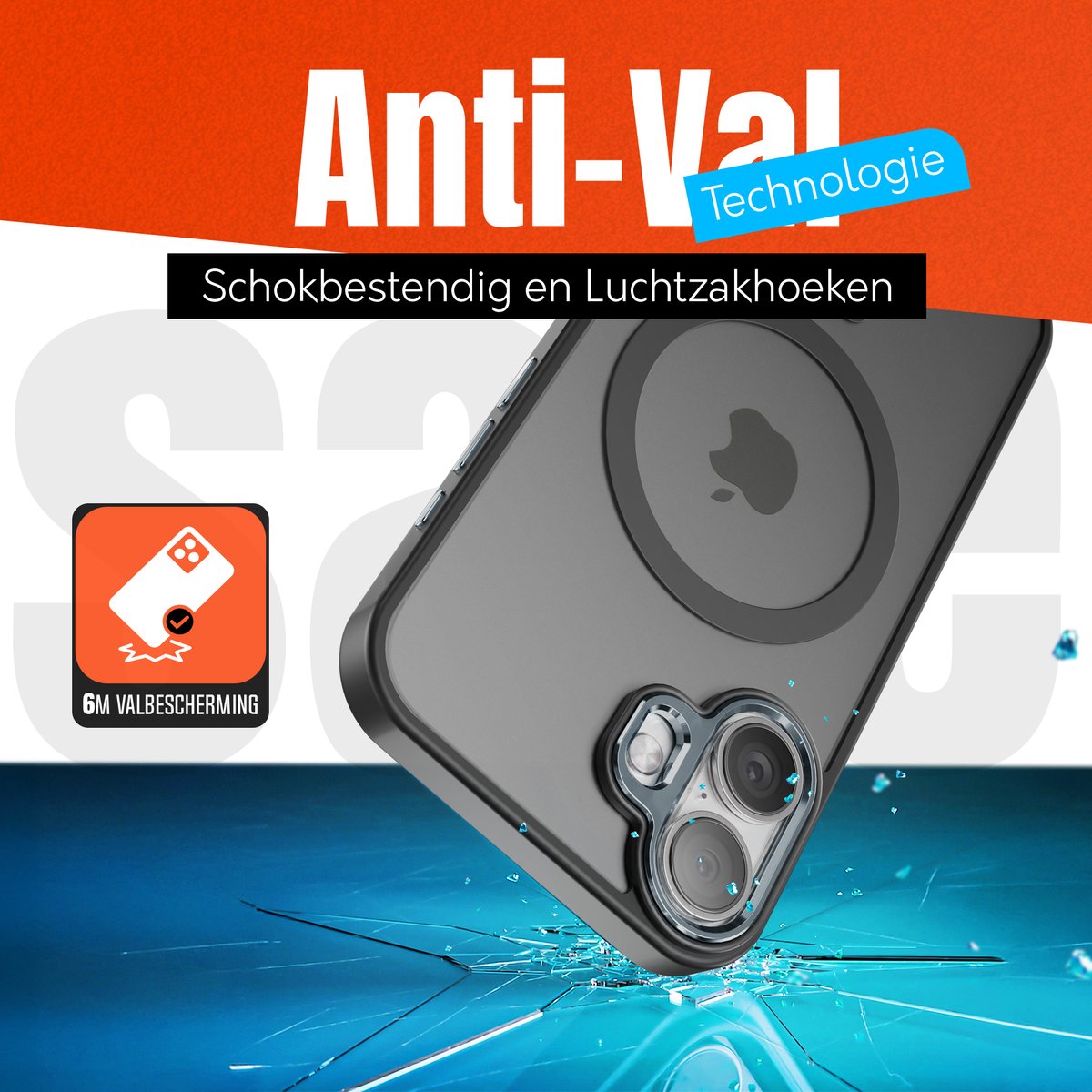 Hoesje - Geschikt voor iPhone 17 - Zwart - Geschikt voor MagSafe - Slank - hoes - Shock proof - afbeelding 3