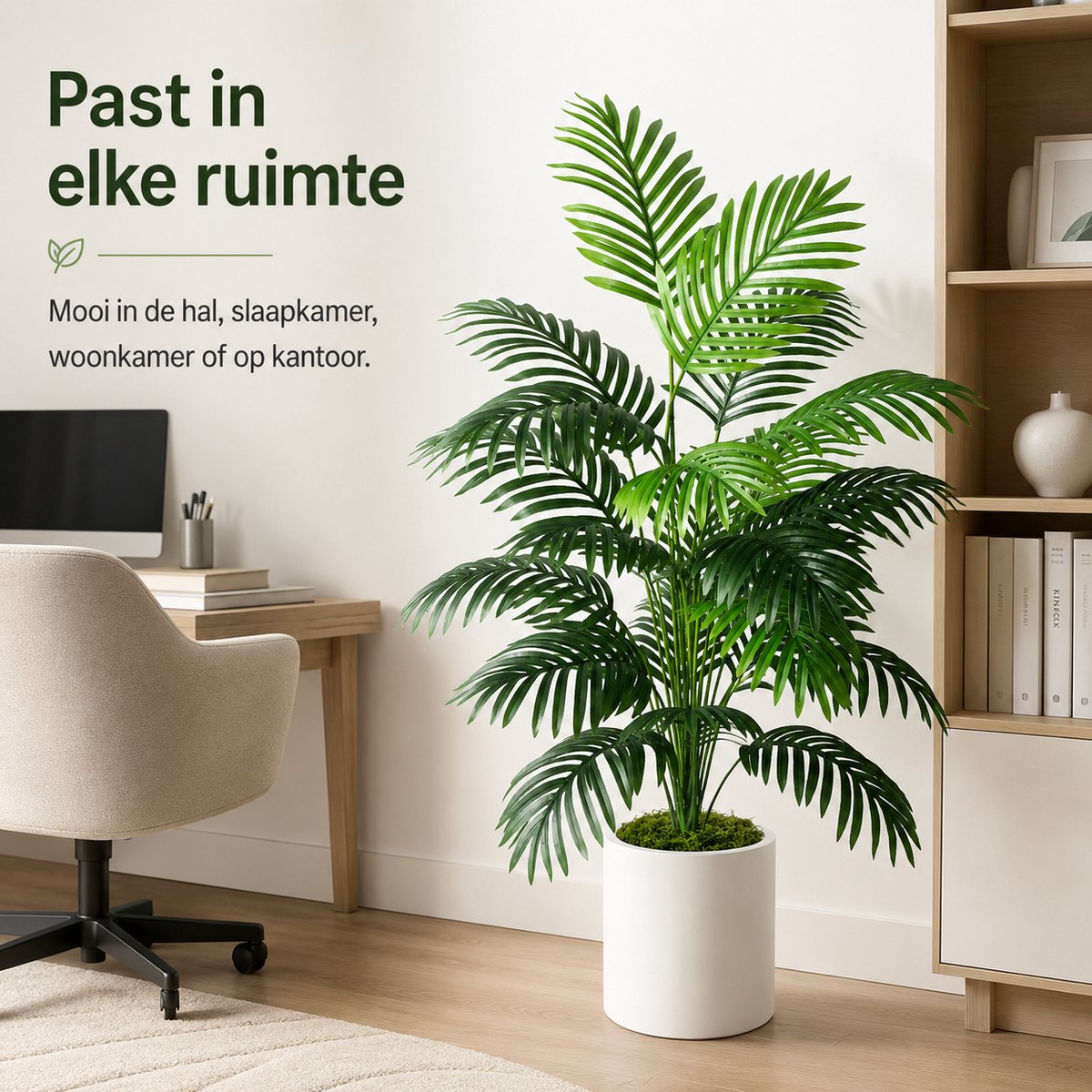 Boncy® Premium Kunstplant in pot - 120 cm Palmboom Kunst plant - Nep planten voor Binnen en Buiten - Kamer Decoratie - Nepplanten Kunstplanten Boompje - Kunstbloemen - afbeelding 2