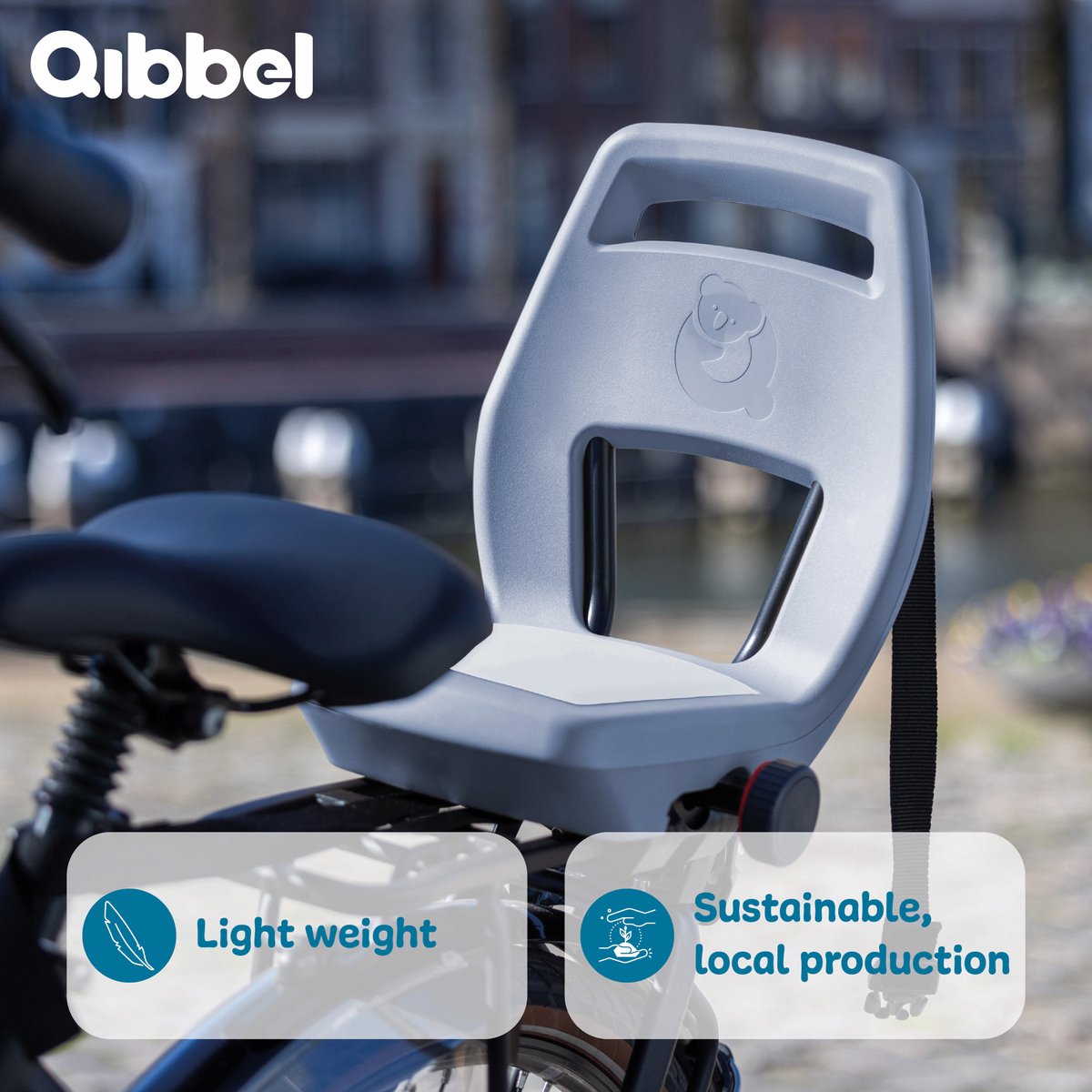 Qibbel Junior 6+ Fietsstoeltje Achter Bagagedrager bevestiging - QuickConnect - Fietszitje – Ocean Blue - inclusief voetbeschermingsplaten en voetsteunen - afbeelding 4