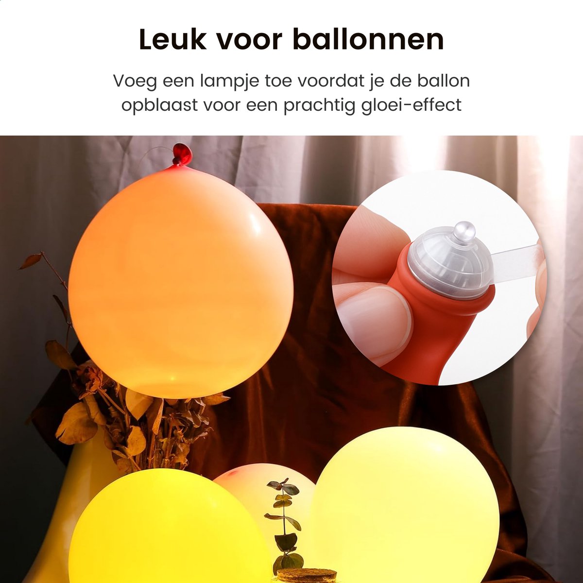 Partizzle 50x Mini LED Lampjes Verlichting - Kleine Party Lichtjes voor Ballonnen - Feestverlichting met Sfeerverlichting - Verjaardag, Bruiloft, Halloween, Kerst, Oud en nieuw en Festival - Ballon Lamp Decoratie - Warm Wit Licht - afbeelding 4