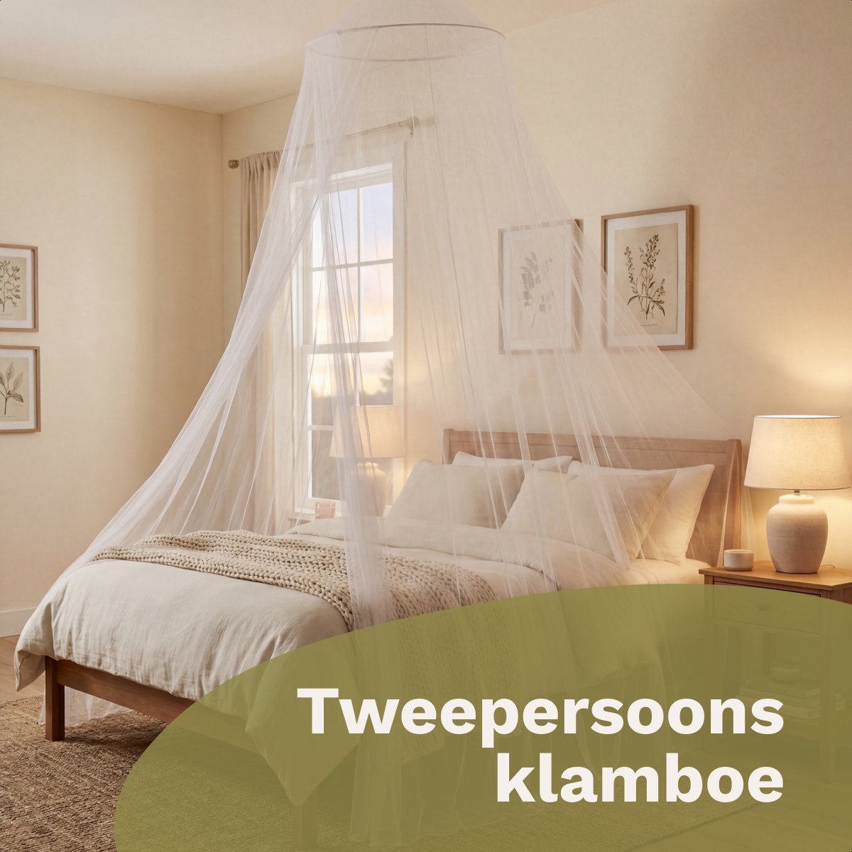 TRVLMORE Klamboe 2 Persoons - Muggennet - Muskietennet met Ophgangkoord - Reisklamboe XXL - Incl. Opberghoes - Wit - afbeelding 2
