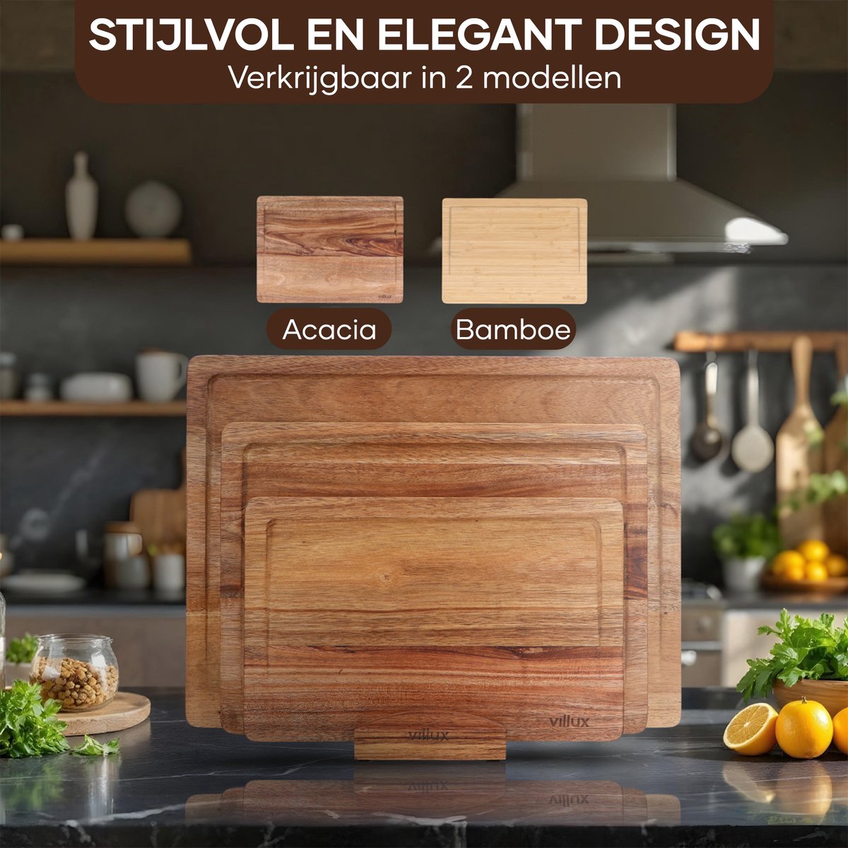 Villux Snijplank - 3 Stuks - Snijplankenset Met Houder - afbeelding 4