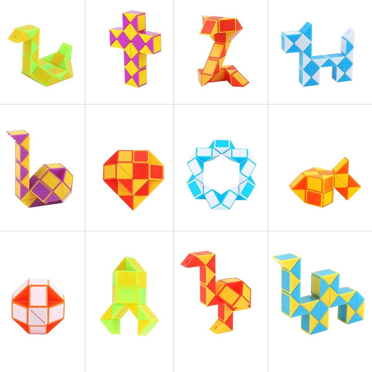 Partizzle 24x Fidget Toys Slangen Pakket - Puzzel Slang Uitdeelcadeautjes - Grabbelton Traktatie Cadeautjes - Sensorisch / Educatief Klein Speelgoed - Voor Kinderen & Peuters - Regenboog - afbeelding 3