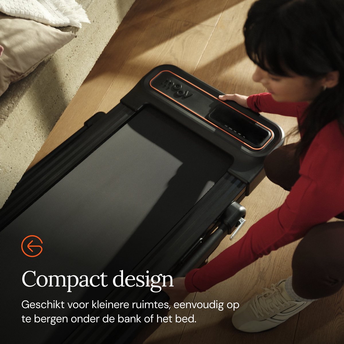 Moov Run Loopband Inklapbaar - 1-14 km/u Treadmill - Walking Pad - Opvouwbare Wandelband - Incl. Accessoires - afbeelding 2