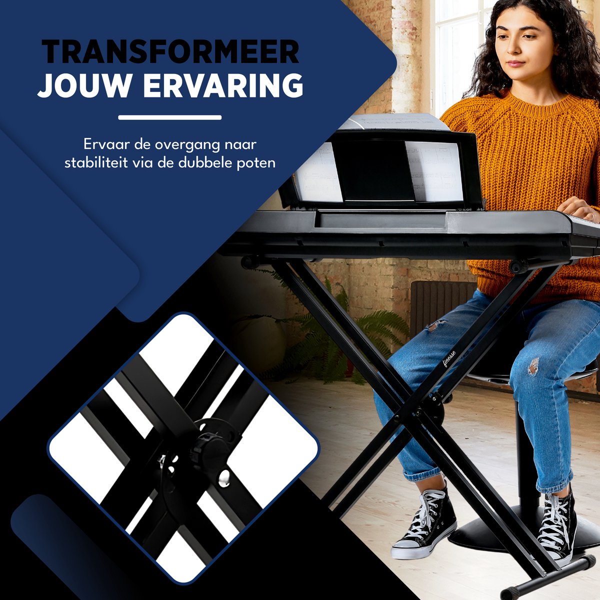 Finesse Keyboard Standaard - Verstelbaar - Statief - Piano Standaard - Toetsenbord Standaard - afbeelding 2