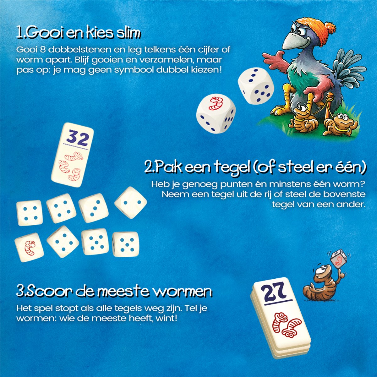 999 Games - Regenwormen - Dobbelspel - Eenvoudig te leren, snel te spelen - Familiespel - Gezelschapsspel - Educatief spel - Kinderspel - Klein cadeautje - afbeelding 5