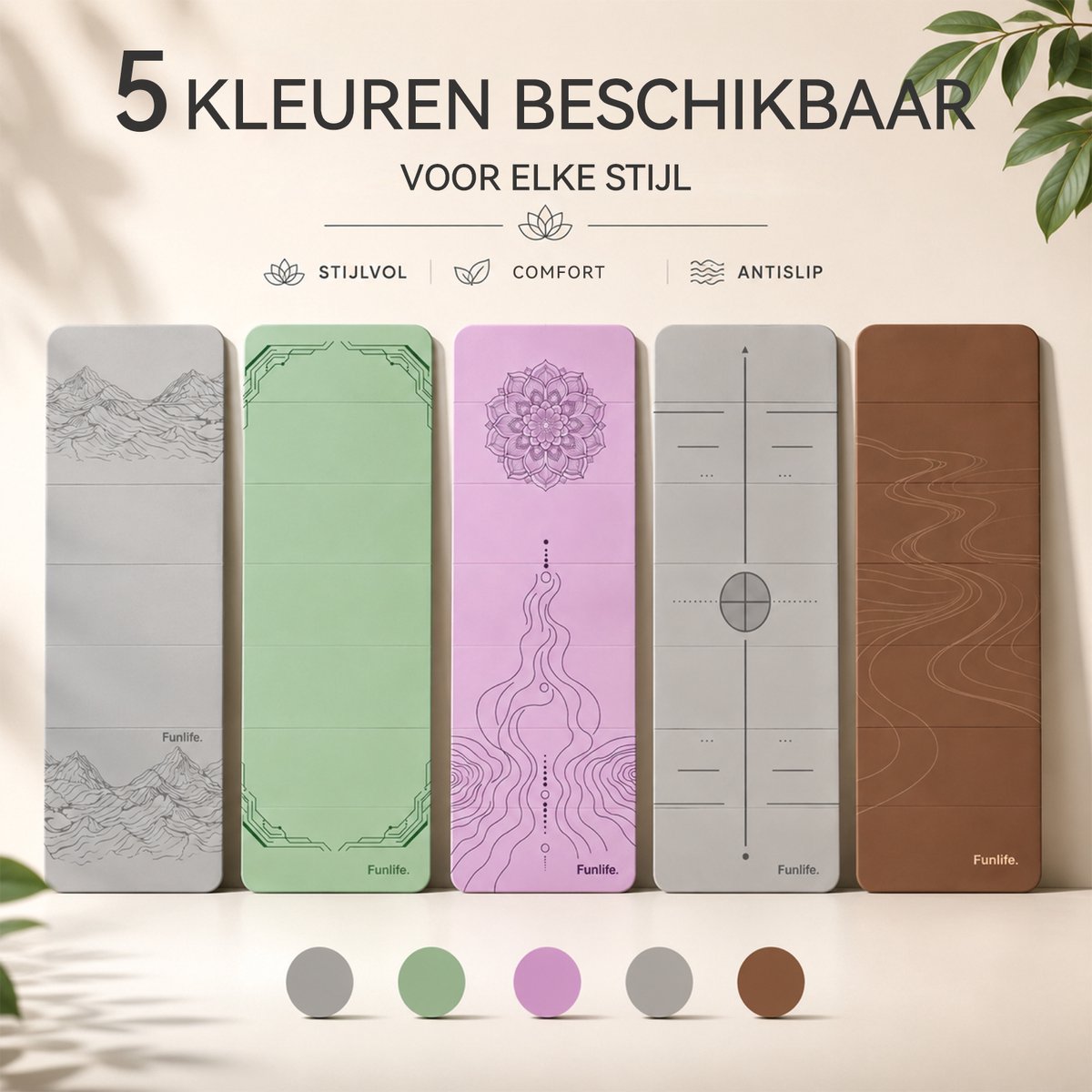 Funlife Opvouwbare Yogamat 190 x 66 cm - 10 mm Dik - Antislip Fitnessmat voor Yoga, Pilates en Thuis Workout - afbeelding 2