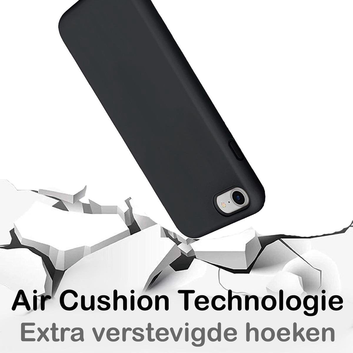 Hoesje - Geschikt voor Apple iPhone SE (2020) - Sterk & Shockproof - Siliconen Case - Hoes Cover - Telefoonhoes - Zwart - afbeelding 3