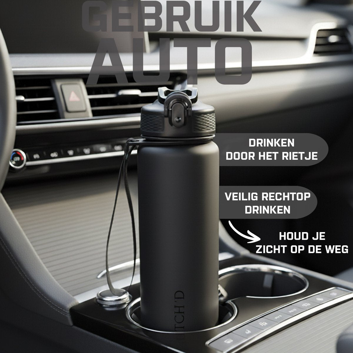 Dutch'D ® Waterfles 1 liter - Drinkfles met rietje - Waterfles - afbeelding 3