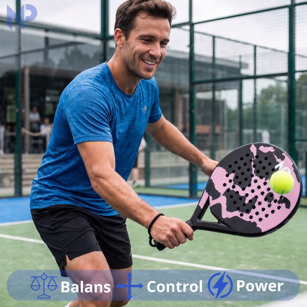 No Peak Padel racket Roze - Padel - Inclusief Padel tas, padel ballen - 100% Carbon Padelracket - afbeelding 5