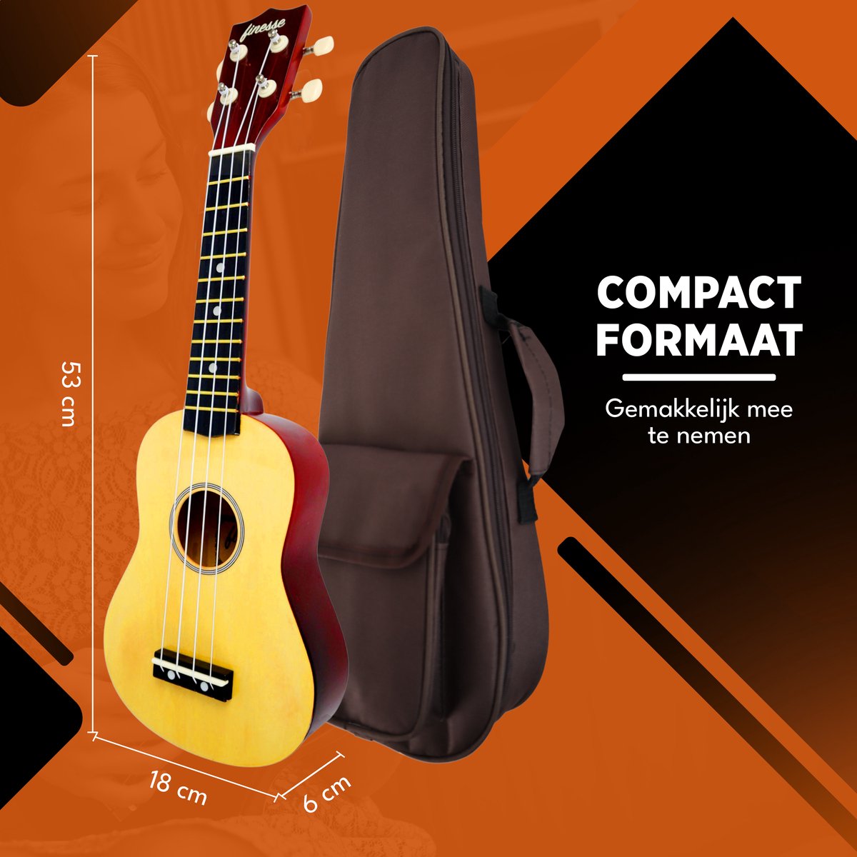 Finesse Ukelele - Starterset - 21" - Ukulele - Kind - Muziekinstrument - Houtkleurig - afbeelding 5