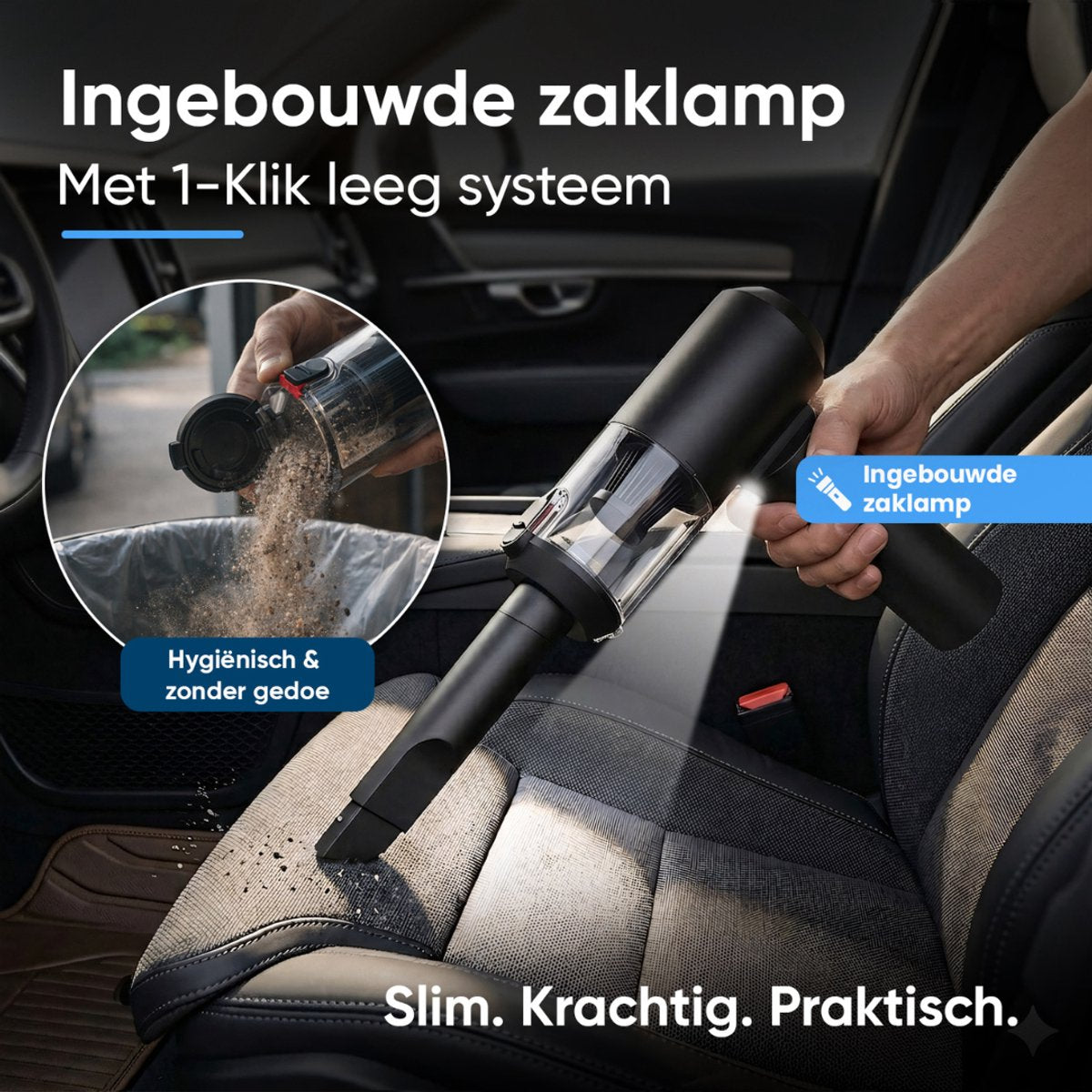 CarMe 2-in-1 Auto Stofzuiger Pro - Zuigen & Blazen - Kruimeldief - 8 Opzetstukken - Oplaadbaar - Handstofzuiger - Air Duster - Zwart - afbeelding 5