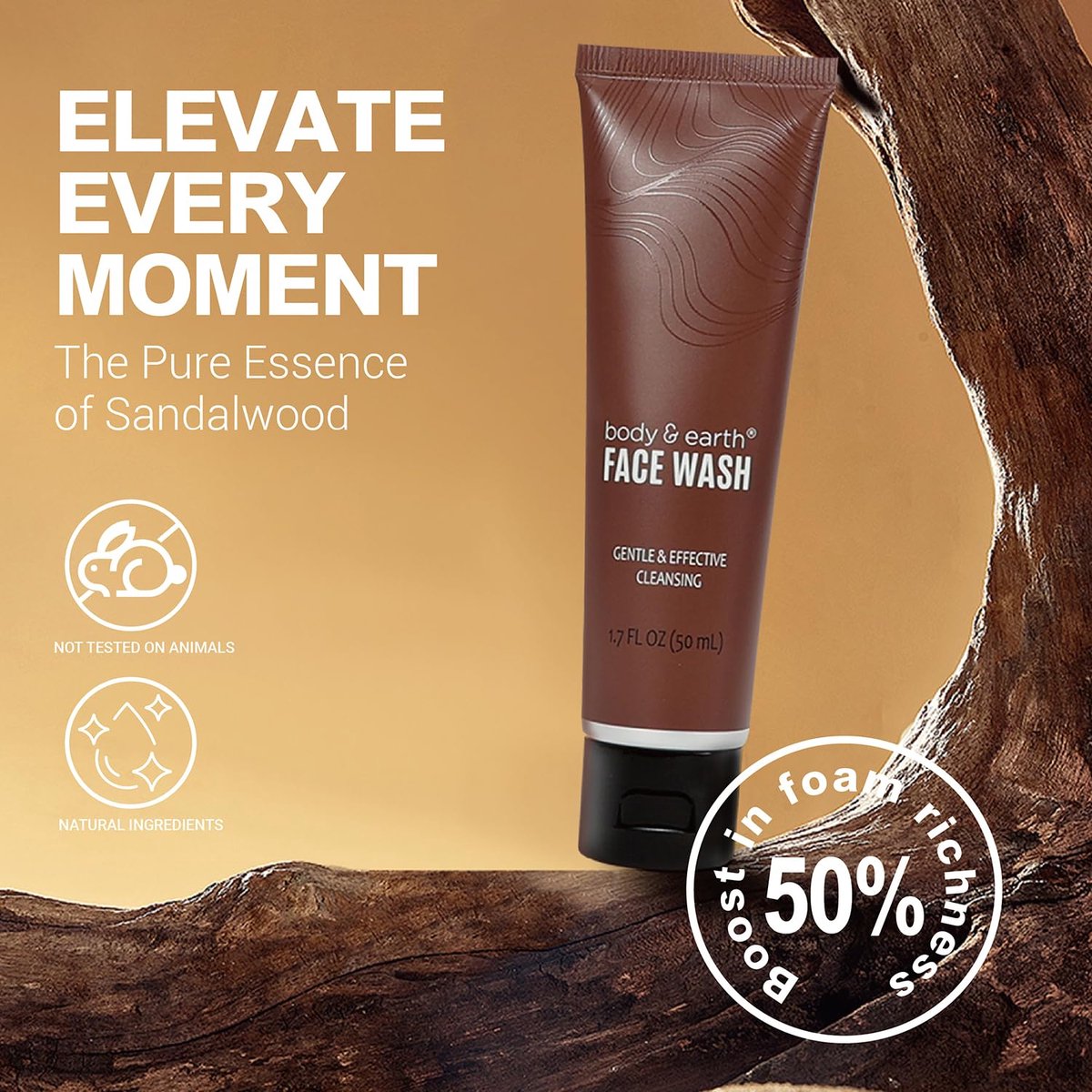 Body & Earth - Cadeau voor Man Verjaardag - Geschenkset Mannen Sandalwood - Cadeauset in Toilettas - Stoer Cadeaupakket Heren Wellness bath - Cadeau Pakket voor Hem - Verwenpakket Mannen, vriend, papa, broer, vader - Wellness dag cadeautje - afbeelding 4
