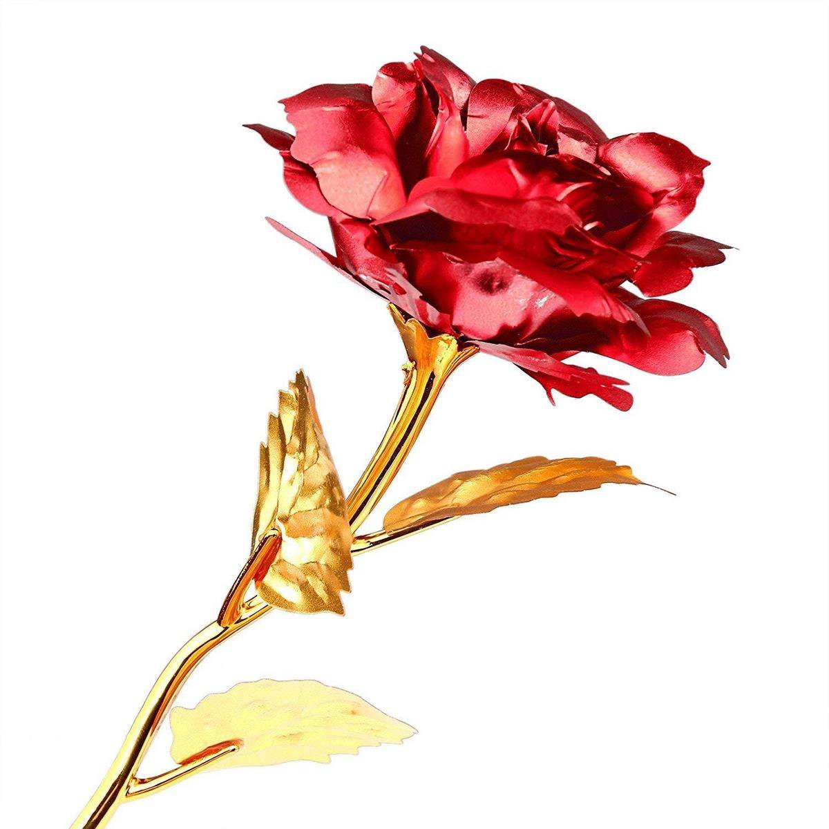 Gouden roos Rood in luxe geschenkverpakking | Bloemen |Verjaardagscadeau| Moederdag | Liefde | Rood | Kerstmis | Valentijnscadeau | Inclusief Giftbox - afbeelding 2