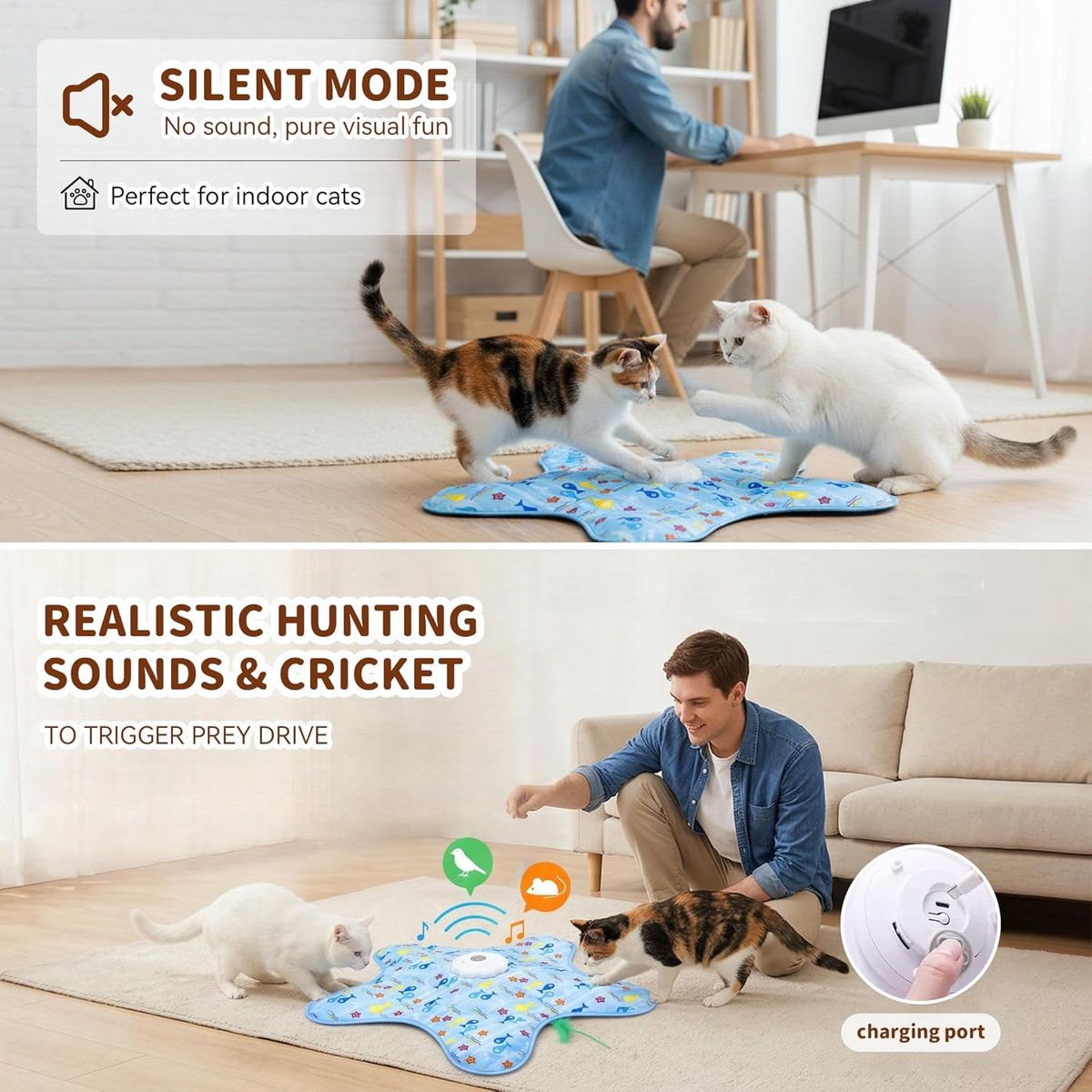Interactief Kattenspeelgoed - Elektrisch Kattenspeelgoed - Kattenhengel - Verstoppertje Kattenspeeltje - Speelgoed Kat - Kattenspeeltjes Automatisch - Huisdierspeelgoed - Oplaadbaar - Kat Speelhengel met Veren - Kitten Speeltjes - Tegen Verveling - afbeelding 5