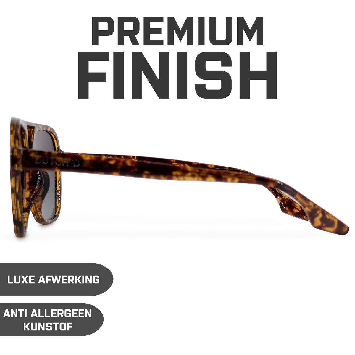 DUTCH'D® - Zonnebril - Heren & Dames - Polarized - Tortoise - Sterk Montuur - Met Case - Gepolariseerd - Auto bril - UV 3 Bescherming - afbeelding 3
