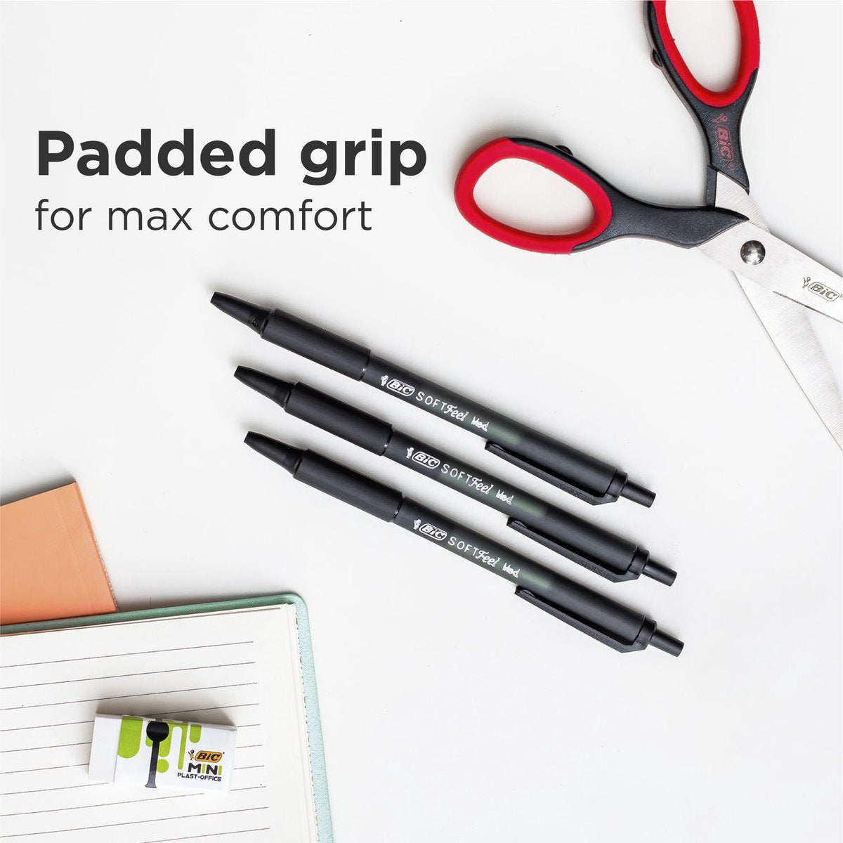 BIC Soft Feel Clic - Balpen - Comfortabele Grip - Pennen - Zwarte Inkt - Pen - 15 Stuks - afbeelding 5