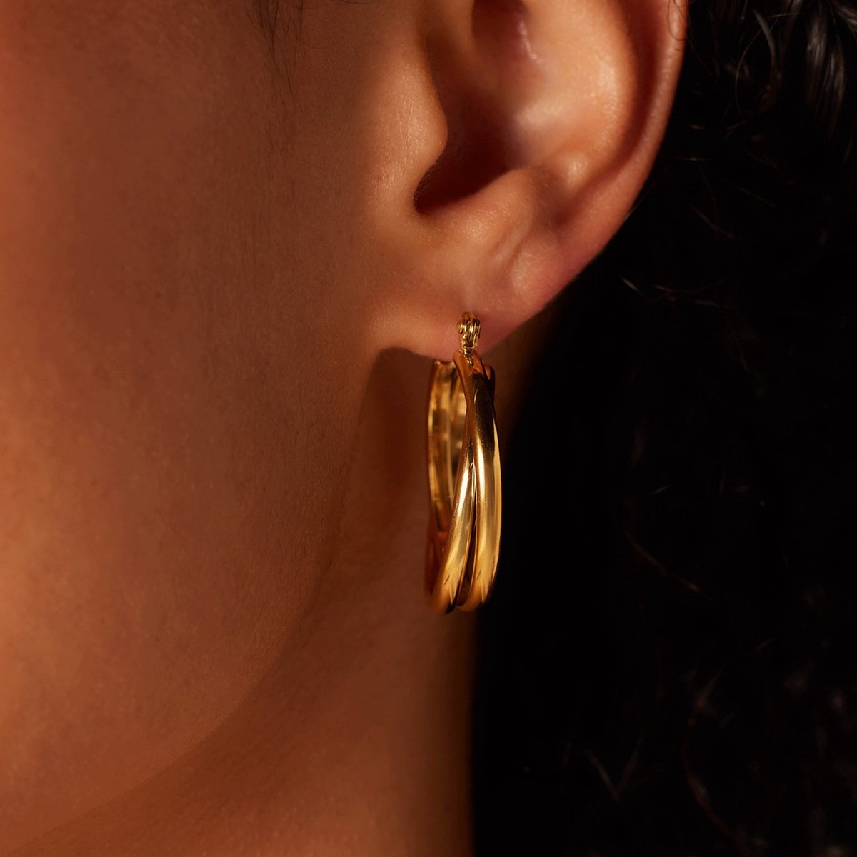 Lucardi Dames Goldplated oorbellen Zuria - Oorbellen - Cadeau - Staal - Goudkleurig - afbeelding 3