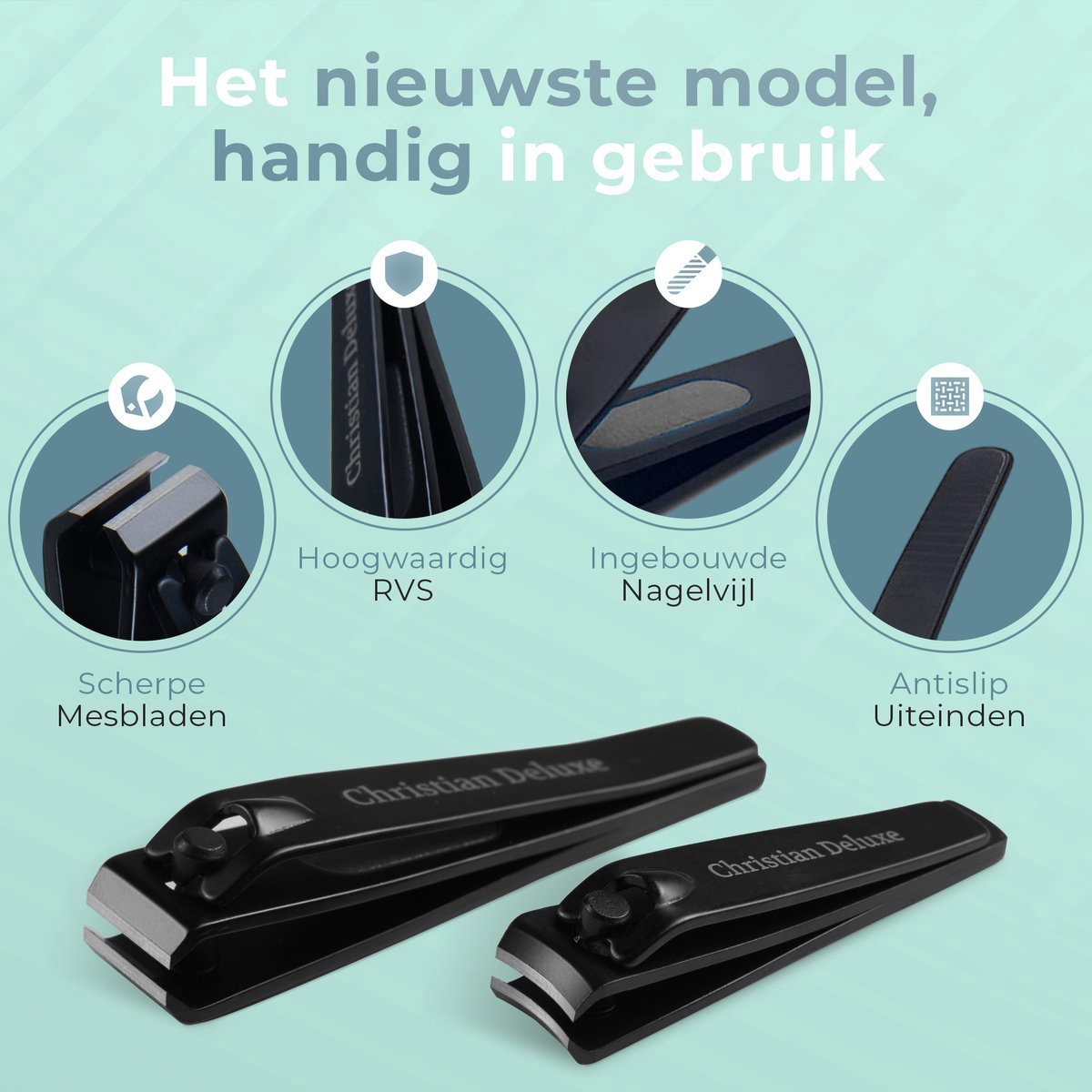 Christian Deluxe® Combo Nagelknipper Set met Nagelvijl – Nagelknipper - Teennagelknipper - Pedicureset - Manicure set - Pedicure - afbeelding 3
