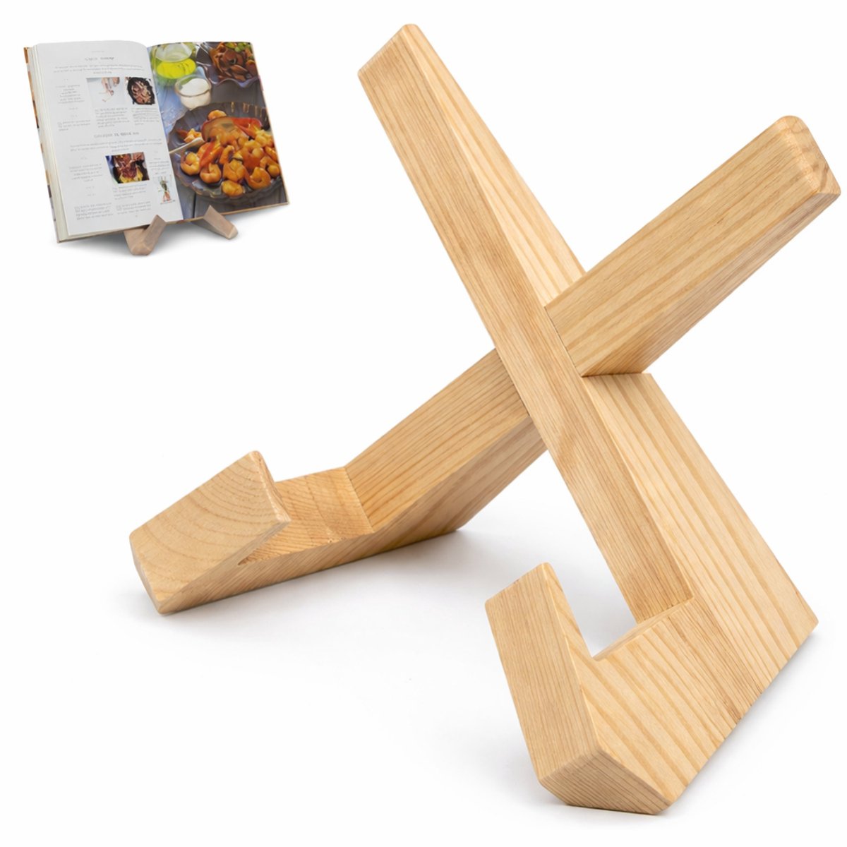 Tomec® Houten Boekenstandaard - Luxe Boekhouder voor Kookboeken en Tablets - Compact en Duurzaam - afbeelding 1