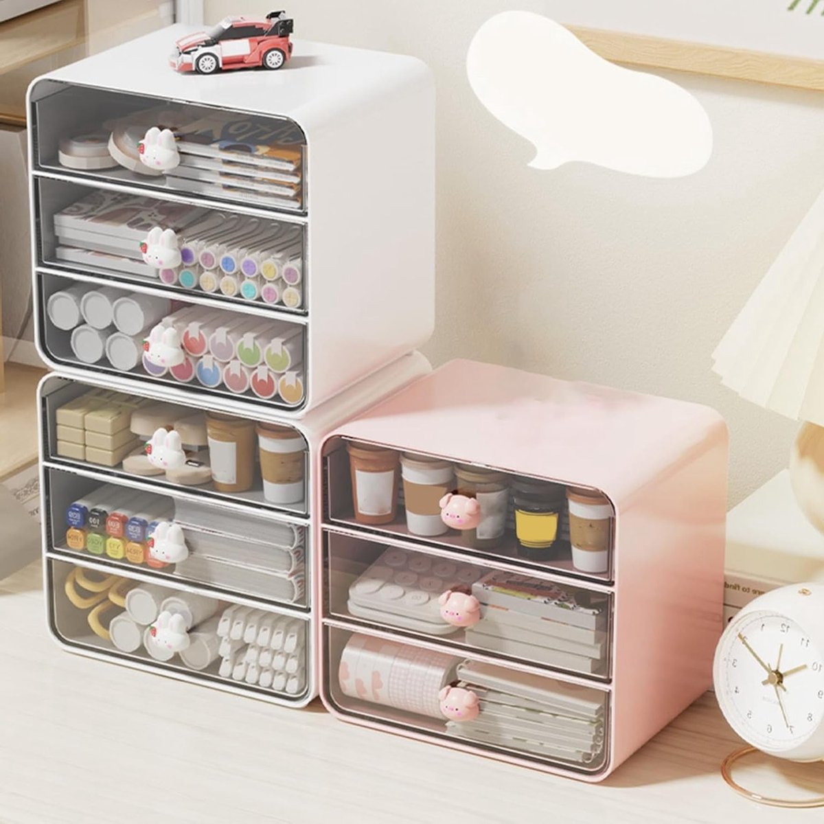 Ruimtebesparende Desk Organizer van Hoogwaardig Kunststof met Lades voor Kantoorbenodigdheden en Bureau-accessoires - afbeelding 4