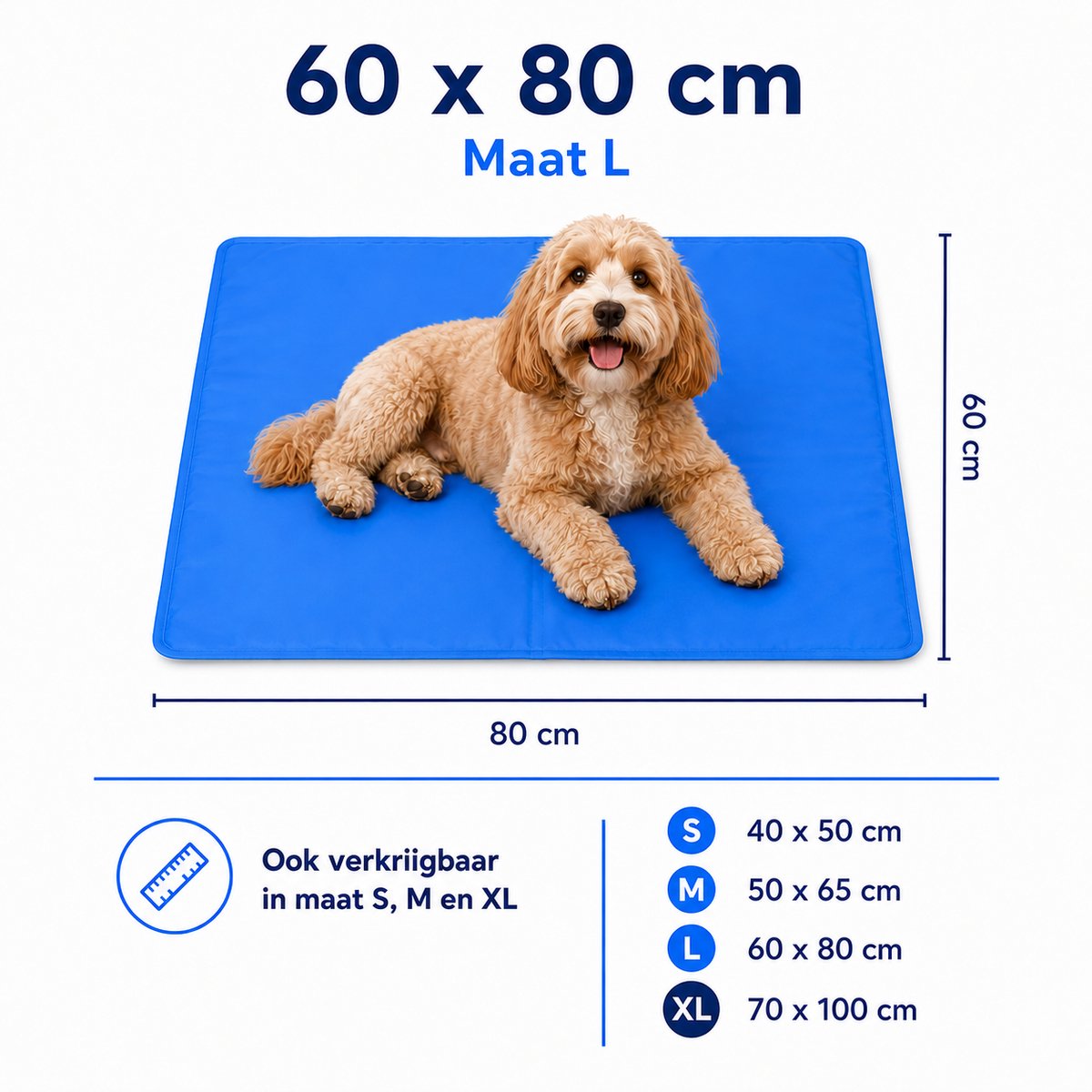 Hondenkoelmat 60 x 80 cm – Maat L – Verkoelende Mat voor Kleine Honden en Katten - Niet-giftige gel - afbeelding 3