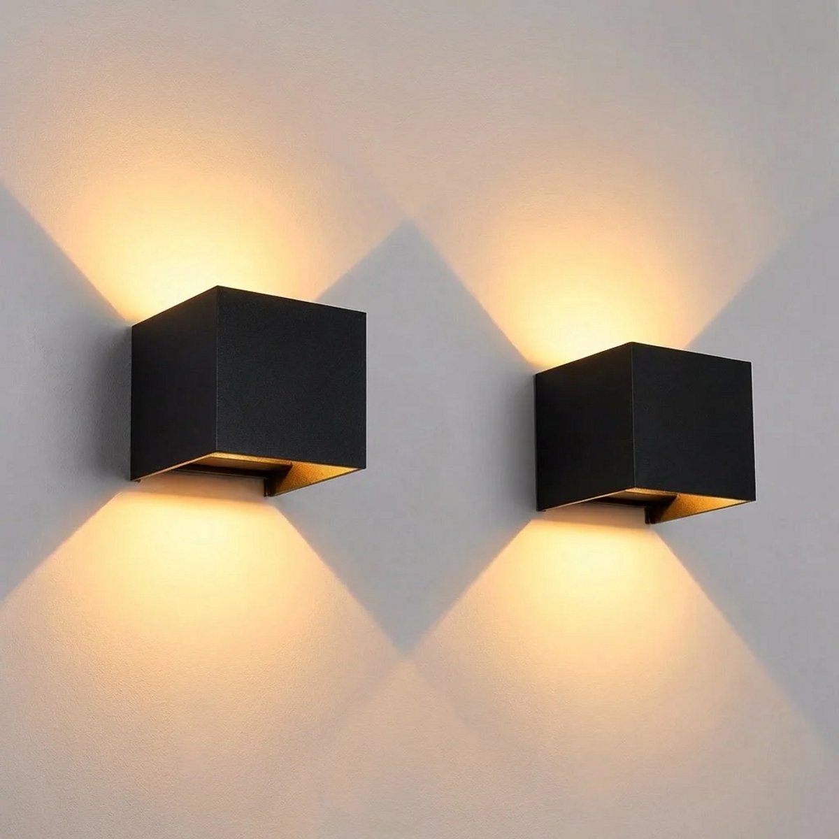 Luminize Wandlamp Zwart 2 stuks - 12w - geschikt voor binnen en buiten - afbeelding 1