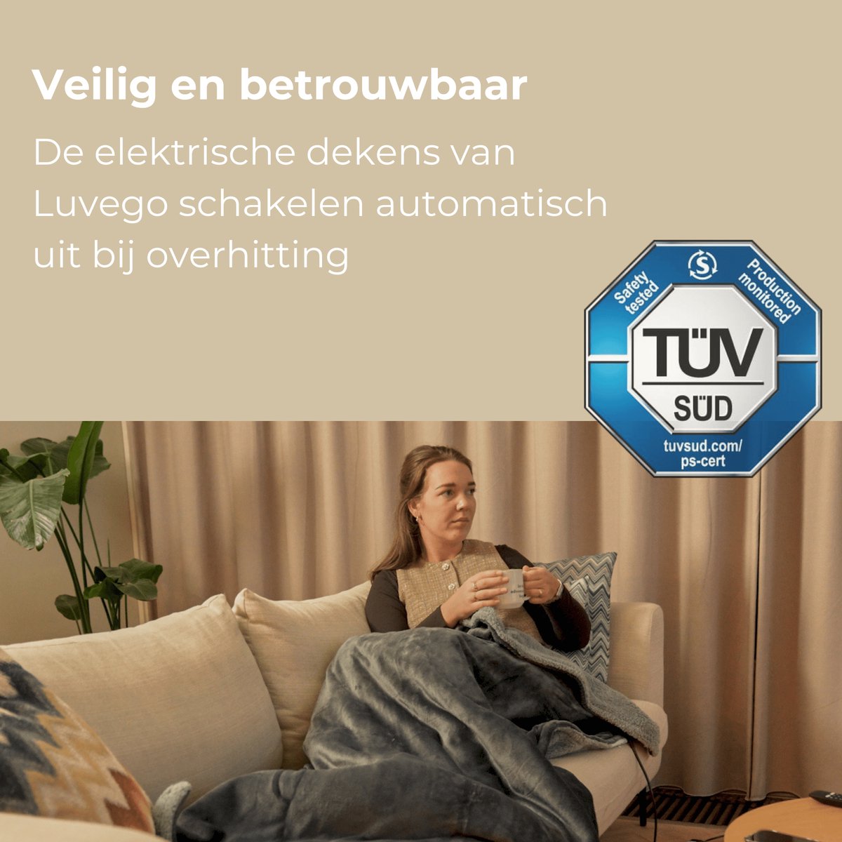 Luvego Elektrische Deken 1 Persoons Bovendeken & Warmtedeken - 160x120CM - TÜV GS - Omslagdeken & Knuffeldeken - 3 Warmtestanden - 120W - Verwarmingsdeken Fleece Plaid - Grijs - afbeelding 5