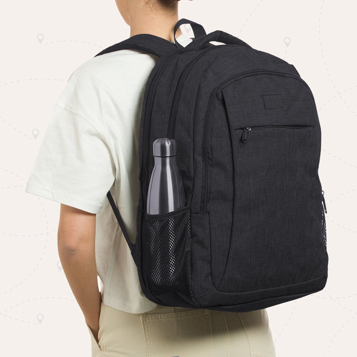 TRVLMORE 36L Rugzak - Rugtas met 17,3 Inch Laptopvak - Schooltas - Laptoptas - Spatwaterdicht - Heren en Dames - Jongens en Meisjes - Zwart - afbeelding 3