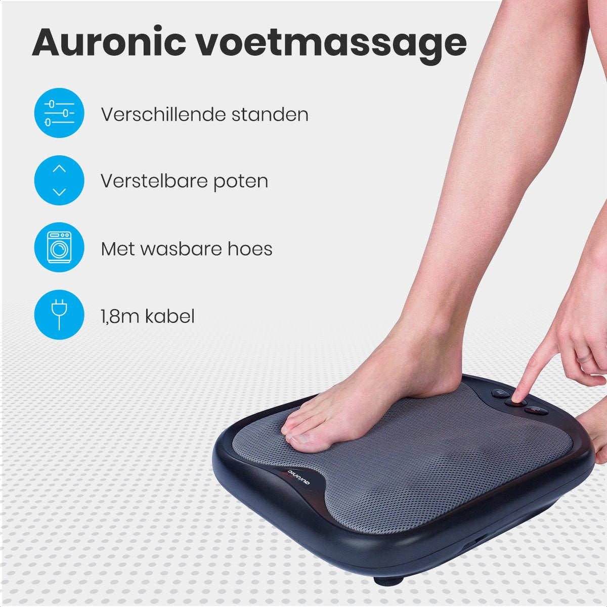 Auronic Voetmassage Apparaat - 18 Shiatsu Massagekoppen - Warmtefunctie - 3 Standen - Massage voor Voeten - Wasbaar - Zwart - afbeelding 2