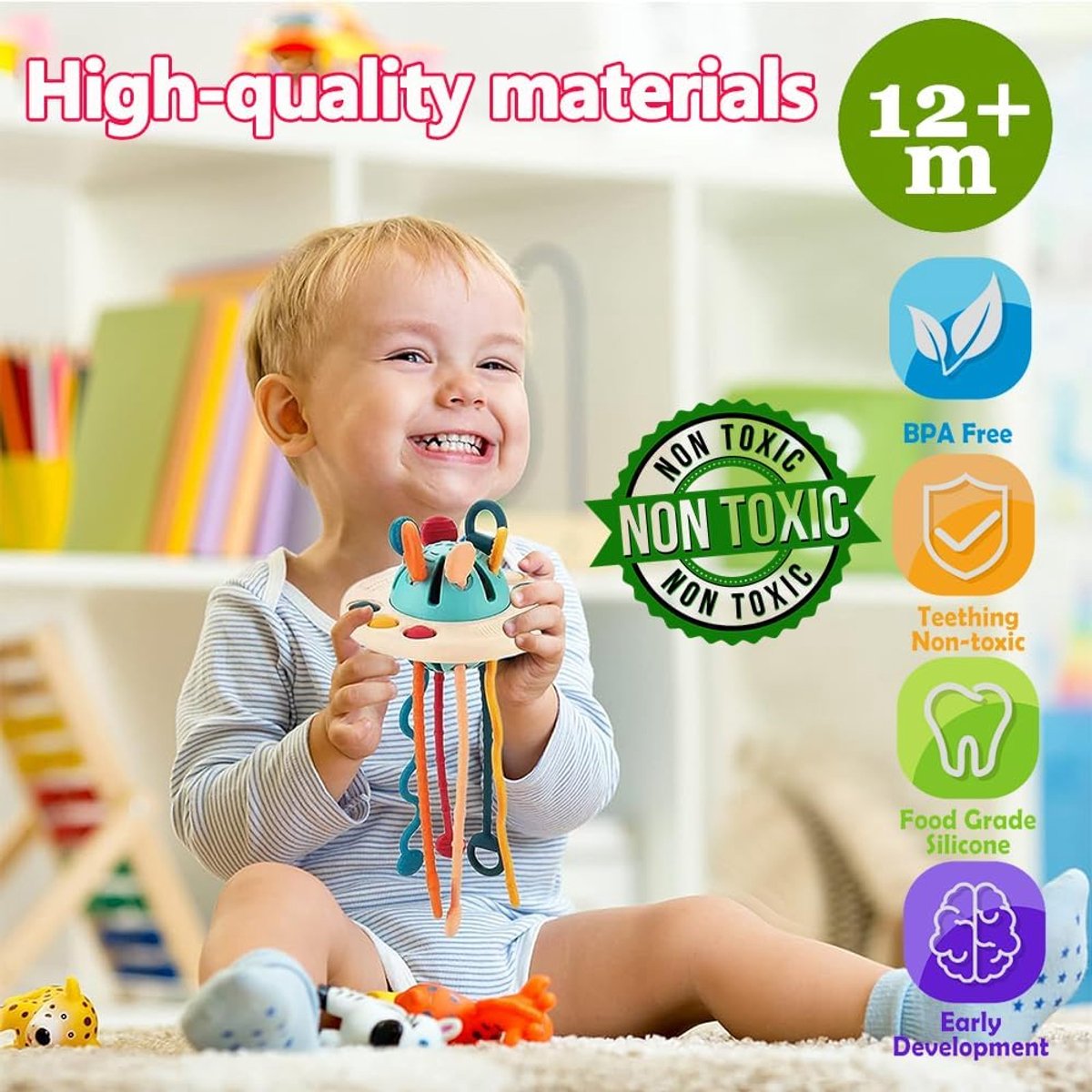 Casalora Montessori Speelgoed vanaf Baby 1 2 3 4 jaar - Educatief speelgoed voor baby's - Kinderspeelgoed Onderweg - Baby Speelgoed 6 7 8 9 10 Maanden - Ophangbaar - Baby-bijtspeeltjes - Baby sensorisch speelgoed - afbeelding 5