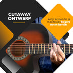 Finesse Akoestische Gitaar - met Videocursus - Western Gitaar - Gitaar Kind & Volwassenen - Sunburst - afbeelding 5