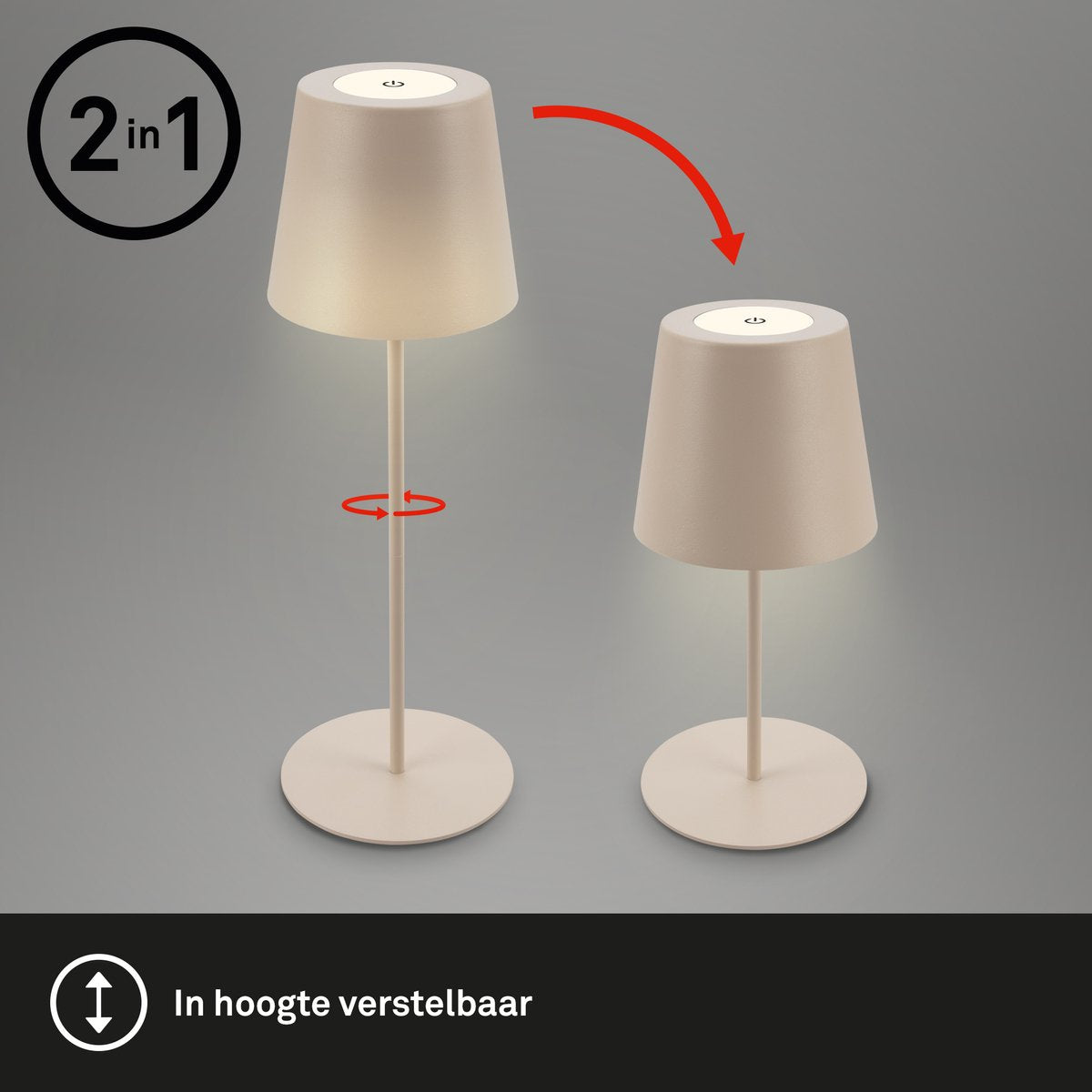 BRILONER Kiki - Set van 2 Tafellampen opllaadbaar - dimbaar - afbeelding 4